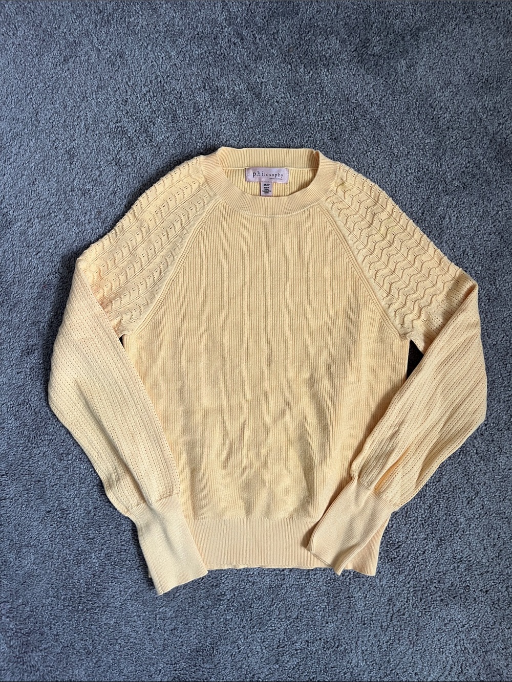 Philosophy women’s  Pale Yellow Cable-Accent Crewneck Sweater